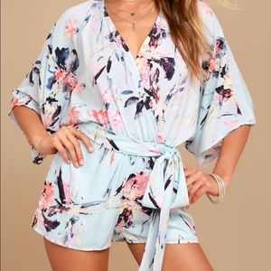 Lulu’s Paraiso Light Blue Print Romper
